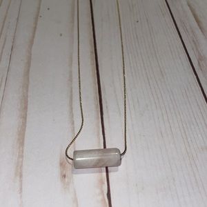 Costume gold chain long necklace w pink stone